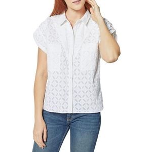 Joie Camille Short-sleeve Collared Shirt In Clean White